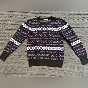 LOFT Black Multicolor Patterned Sweater Women's Small